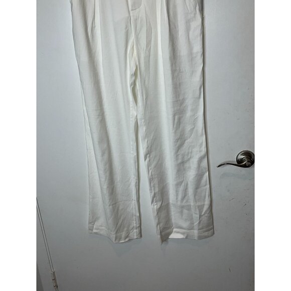 Jenni Kayne Riley Linen Blend Pleated Front Relaxed Fit Trouser Pants White Sz 4 - Picture 6 of 13